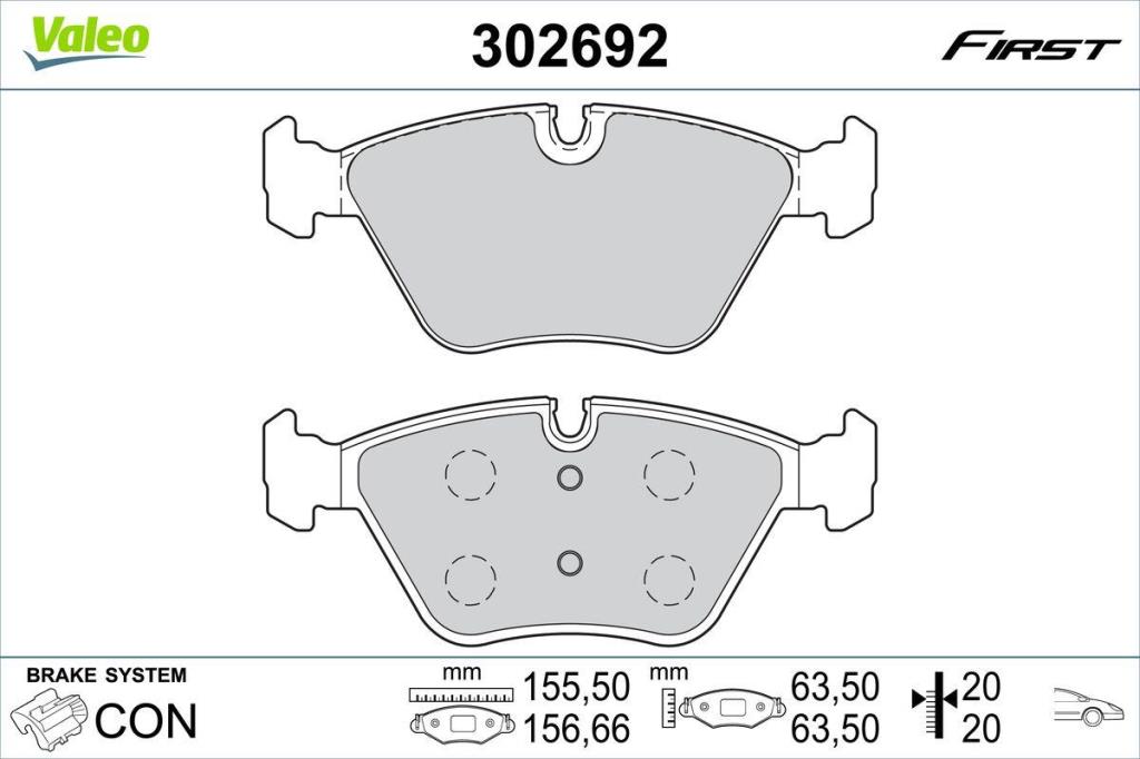 Jeu de 4 plaquettes de frein VALEO ref. 302692